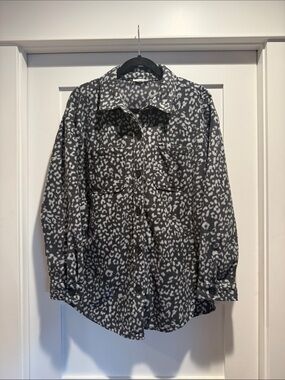 Maurices Black and White Leopard Print Shacket
